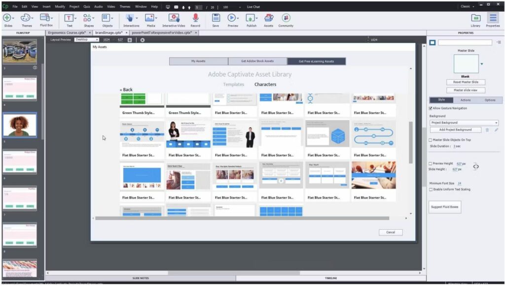Screenshot of Adobe Captivate